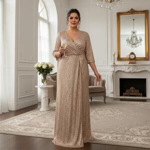 alex evenings gold dress Gold Bridesmaid Dress Matte Satin Size 3X